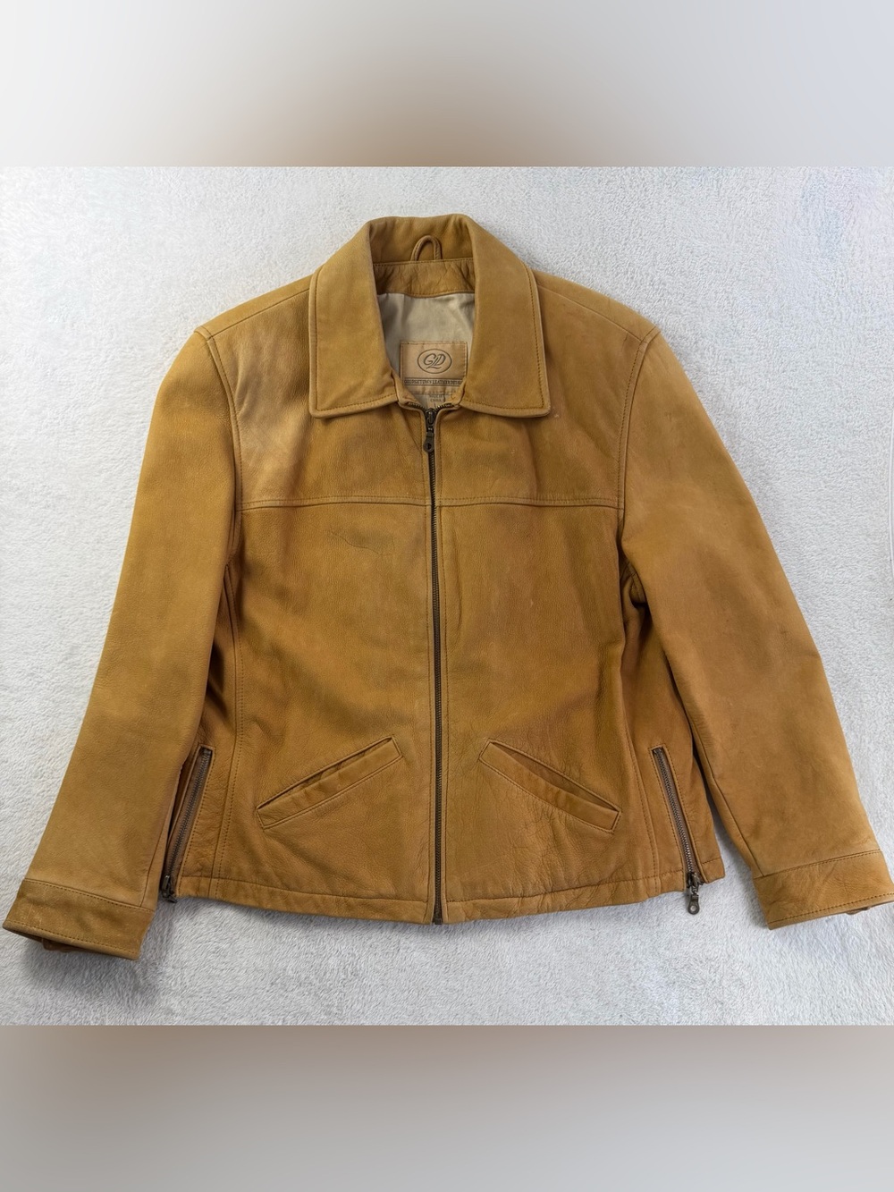 Vintage Georgetown Leather Design Suede Moto Jacket Women’s L Tan